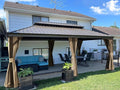Domi Outdoor Living 14’ X 20’ Hardtop Gazebo, Outdoor Aluminum Frame Canopy with Galvanized Steel Double Roof, Outdoor Permanent Metal Pavilion with Curtains and Netting for Patio, Backyard and Lawn