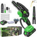 Mini Chainsaw Cordless 6 Inch, Electric Chainsaw Battery Powered with Auto Oiler, Security Lock for Wood Cutting, Tree Trimming, Garden & Household Use(1 Batterie)