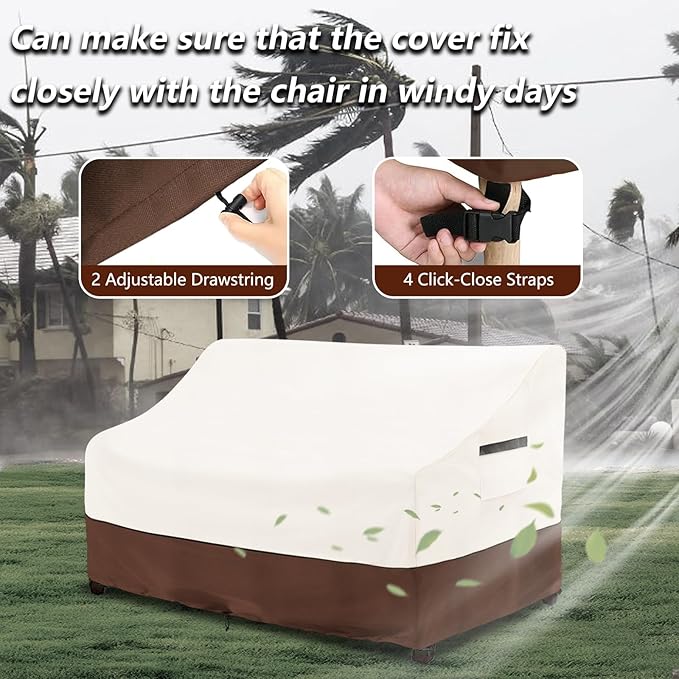 Patio Sofa Covers,100% Waterproof 3-Seater Outdoor Loveseat/Bench Cover,Patio Furniture Covers,85" Wx 38" Dx 35" H,Beige&Brown