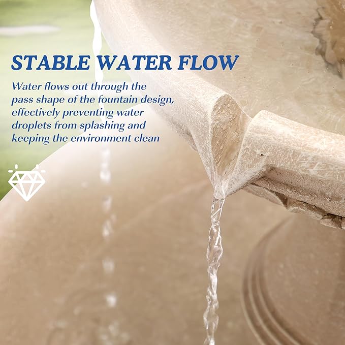 Italian Outdoor Water Fountains Garden Decor - 48.4''H Fountains and Waterfalls Outside, Large Cascading Indoor Floor-Standing Resin Bubbler Fountain Features W/Pump for Patio, Yard and Home