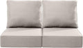 Luxury 24x24x6 Inch Outdoor Seat Cushions - Set of 2 Water Resistant Patio Chair Seat Comfortable Cushion for Porch Set Rattan Dining Rocker Glider Chairs Loveseat Couch Sectional Sofa - Beige