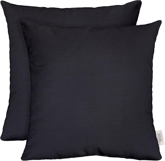 RSH DECOR: Sunbrella Play Square Throw Pillows Set of 2 | 17" x 17" | Water and Fade-Resistant Performance Fabric | Outdoor Pillow Covers with Down-Alternative Inserts | Play Navy