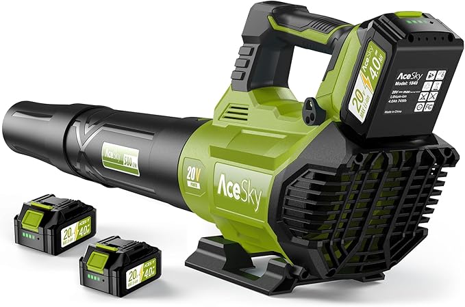 Leaf Blower Cordless - 2025 Update 150000RPM & 3 Speed Levels Electric Leaf Blower with 2 x 4.0Ah Battery and Charger, Extension Tube Blower for Lawn Care, Yard, Garage, Blowing Leaves, Dust or Snow