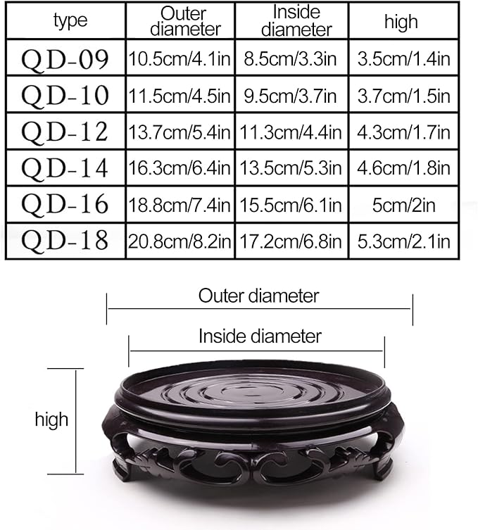 Hapivida Plant Stand, 3.7in Round Plant Riser Decorative Display Flower Holder Vase Rack Holder Planter Tray Oriental Style Furniture Indoor for Desktop Counter Room