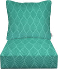 RSH DECOR Deep Seating Cushion with Pillow Back | 22” x 25” Seat | Water and Fade-Resistant Spun Fabric | Outdoor Chair Cushion Set for Patio Furniture | Fenbrook Teal