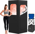 Portable Steam Sauna Box for Home, Infrared Sauna Tent with 3L Steam Generator, Remote Control, 15 Temperature Levels, 66 Minute Timer, Indoor Sauna with Foldable Chair for Home Spa,Black