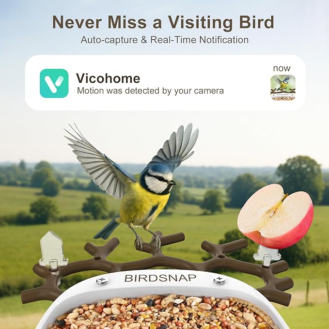 birdsnap® P33 - Bird Feeder with Camera Solar Powered, 2K Video Bird Camera Feeder Live with 32GB Card, AI Identify Feather Species, Auto Record in Backyard, for Birds Lover