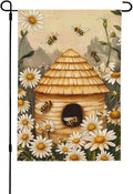 Bee Flower Garden Flag Vertical Double Sided Outdoor Yard Flags 12.5x18 Inch Burlap Banners for House Lawn