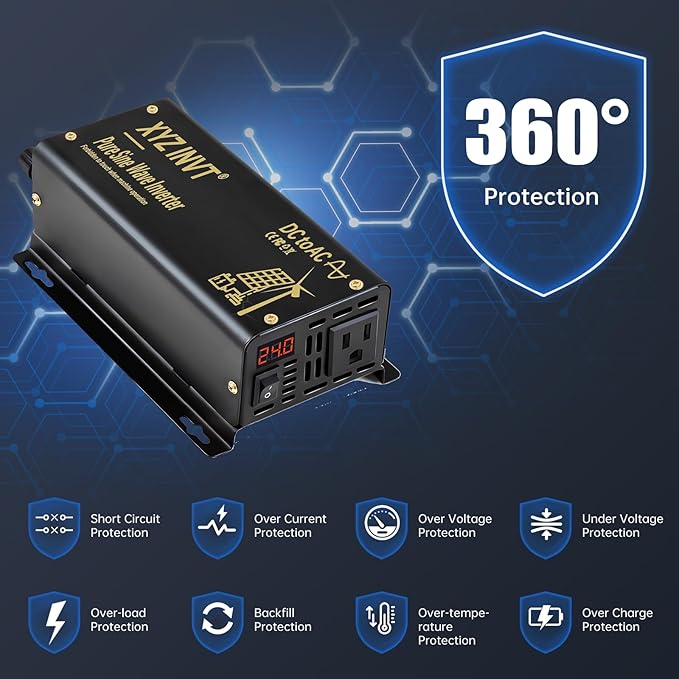 300W Pure Sine Wave Inverter DC 24V to AC 110V 120V Power Converter 600W Peak with LED Display for Most Small Power Appliances