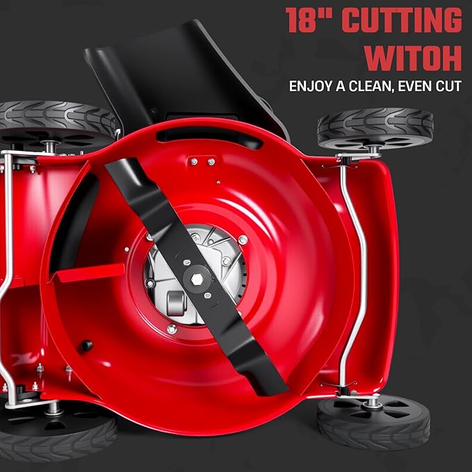 Lawn Mower Gas, Self Propelled 18-Inch 131cc Lawn Mowers & Tractors, 3-in-1 Gas-Powered Lawnmower with 50L Bag, Mulching and Side Discharge, Adjustable Cutting Height, Easy Start for Yards