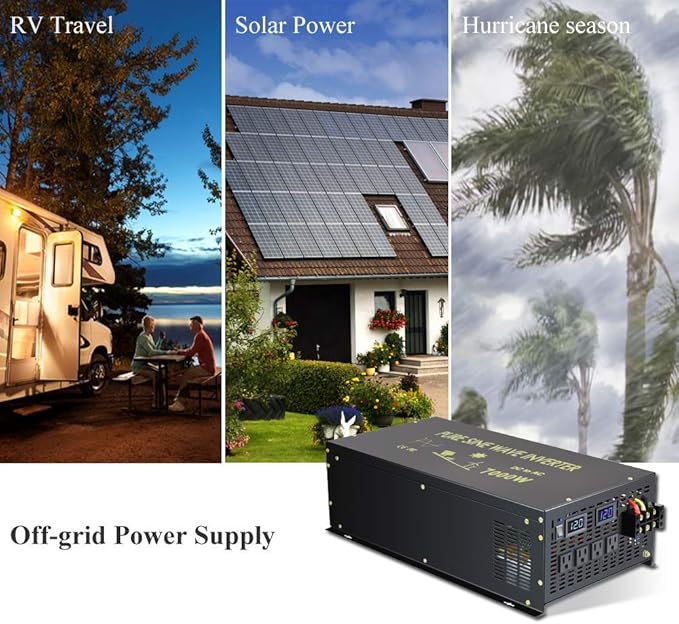 WZRELB 7000W 36V 110-120V Pure Sine Wave Power Inverter with 4 AC Outlets,Bipolar High-Frequency Inverter