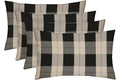 RSH DECOR: Lumbar Throw Pillows Set of 4 | 20” x 12" | All-Weather Spun Fabric | Water and Fade-Resistant | Outdoor Support Pillows for Patio Furniture | Branson Pewter Plaid