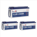 Timeusb 3 Pack 12V 230Ah LiFePO4 Battery, Built-in 150A BMS, Max. 1920W Power Output & 2944Wh Energy Lithium Battery, 15000 Cycles for Your RVs, Solar System, Off-Grid, Camper, etc