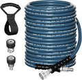 3/8'' Pressure Washer Hose 100FT - Kink Resistant Steel Wire Braided, Wear Resistant, 3/8" Stainless Steel Quick Connect, with M22 14mm Adapter Set, Hot and Cold Water Power Washer Hose, 4200 PSI