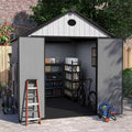 7.4x9.3 FT Resin Outdoor Storage Shed Large, 552 Cuft Garden Tool Sheds & Outdoor Storage Plastic Shed with Floor, 8FT Tall Backyard Lawn Mower Storage Shed with Side Window, Cemented Grey