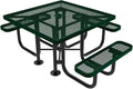COATEDOUTDOORFURNITURE Heavy-Duty Portable ADA-Compliant Outdoor Picnic Table with Umbrella Hole, Expanded Metal Patio Dining Furniture Made in America (46" Square Top, Textured Green)