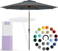 Midtown Umbrellas Sunbrella Umbrella Large Patio Umbrella 2-10 Feet in Cast Slate Fabric, Auto-Tilt Aluminum Frame Backyard Umbrella, Deck Umbrella, Garden Umbrella & Porch Umbrella - Wooden Pole