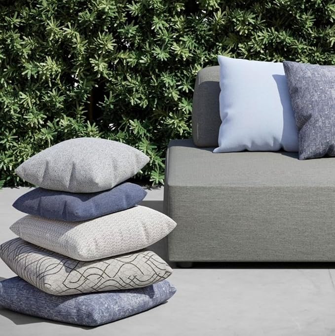 RSH DECOR: Square Throw Pillows Set of 4 | 17” x 17” | All-Weather Spun Fabric | Water and Fade-Resistant | Outdoor Accent Pillows for Patio Furniture | Coral