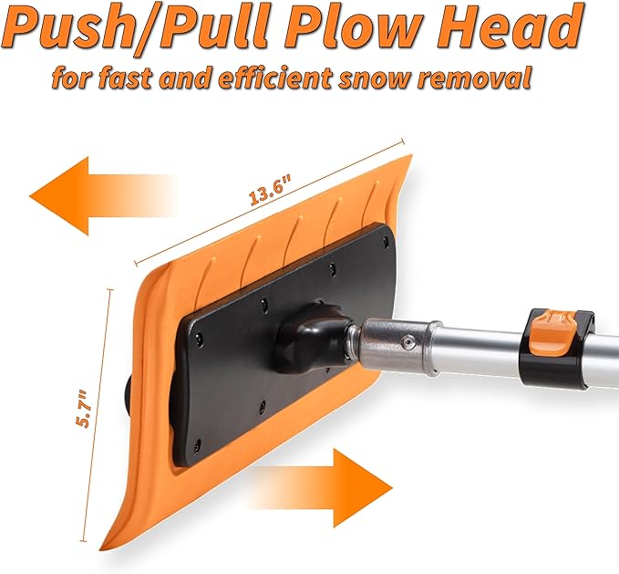 5-24 ft Telescoping Snow Roof Rake // High Reach Solar Panel Snow Removal Tool for Roofs, RVs & Cars // Heavy Duty Snow Rake for House Roof // 13.6" Scratch-Free Soft Foam Blade // Push Pull Design