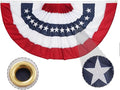 ROTERDON American Flags Bunting 1.5x3 FT, 4th of July Decorations Outdoor, Red White and Blue Buntings Decorations, USA Patriotic Half Fan Bunting Flag with Embroidered Stars