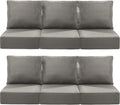 Luxury 24x24x6 Inch Outdoor Deep Seat Cushions Set of 6 - Comfortable Patio Zipper Chair Cushion for Outside Sets Wicker Dining Rocking Swivel Chairs Loveseat Couch Sectional Sofa - Grey
