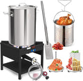 ARC 32QT Seafood Boiling Kit, 200,000BTU Propane Burner and 36" Mixing Paddle, Crawfish Boil Pot w/Basket and Steamer Rack, Outdoors Cooking and Steaming, Large Turkey Fryer Pot, Lobster Shrimp Pot