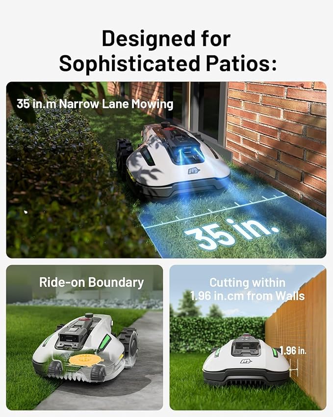 Mammotion YUKA Mini 500H Robotic Lawn Mower with Replacement Blades, Reception 0.12 Acre,Max. 0.25 Acre, UltraSense AI Vision & RTK Auto-Mapping, 50% Slope, Cutting Height 2''~3.5'', 15 Mowing Zones