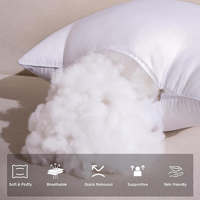 12 x 20 Outdoor Pillow Inserts Set of 2 Waterproof Rectangular Lumbar Support White Decorative Throw Pillow Inserts for Couch Sofa Beds Patio Furniture Cushions