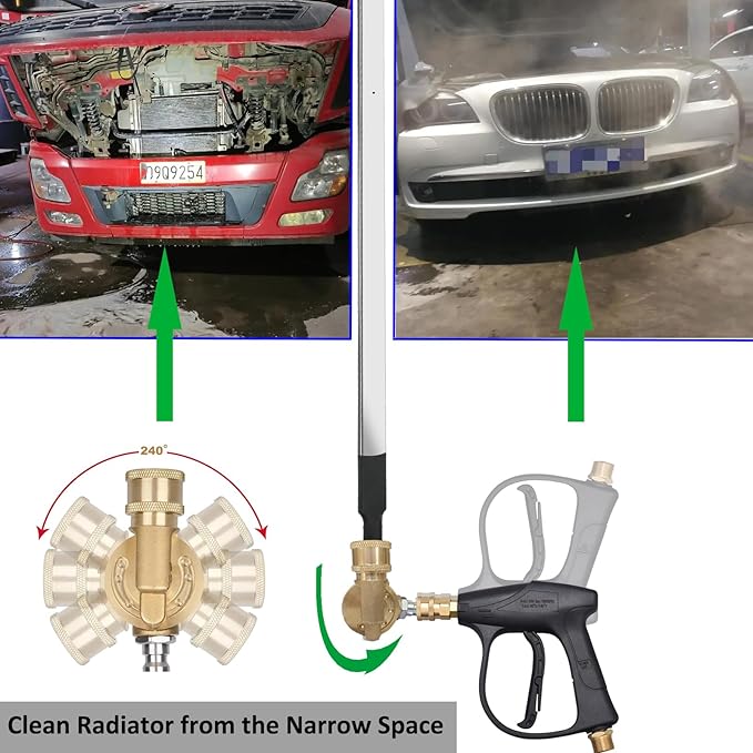 Lucstar Radiator Cleaning Wand, (40"wand+Coupler+Valve Switch), Radiator Genie Water Air Cleaning Wands,Radiator Flush And Cleaner Tool,Home Car Truck Power Washer Wand,Gutter Cleaning