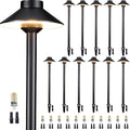 Gardenreet Low Voltage Landscape Path Light, Solid Brass Pathway Light IP65 Waterproof, Hat Shaped 12V Wired, Black LED for Walkway Garden with 3W 270LM 5000K Daylight G4 Bulb (12 Pack)