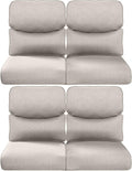 Pop 22x25/22x24 Outdoor Chair Cushions Set of 4 - Heavy Duty High Back Replacement Zippered Cushion for Patio Furniture Set Dining Rocking Chairs Loveseat L-Shape Sofa - Beige/Smile