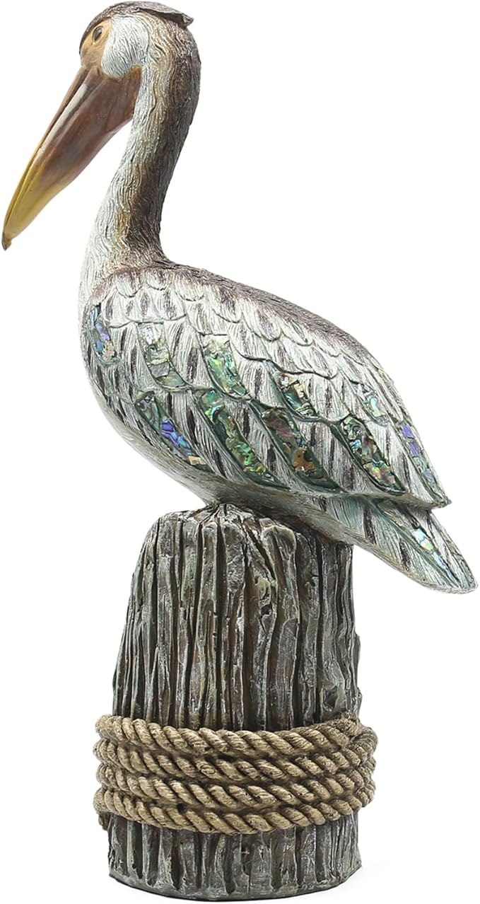 Lukitas Standing Pelican Statue and Sculpture Decor, Coastal Beach Bird Figurine, Creative Decorative Ornament for Home Garden Lawn Outdoor, Resin 14''