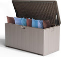 120-Gallon Heavy-Duty Deck Box, Constructed with Double-Wall Waterproof Resin and featuring a Lockable Lid with UV Protection for Ultimate Outdoor Storage (Brown)