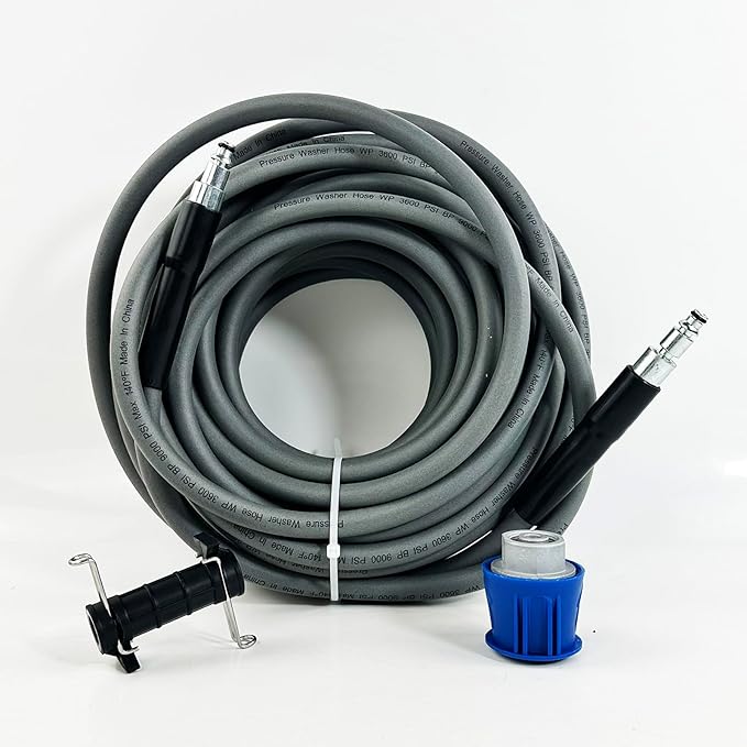 5800PSI/400Bar Ultra Flexible Pressure Washer Hose for Bosch Home Cleaning, 5M-30M High Pressure Extension Tube with Quick-Connect Adapter,(Red/Blue/Yellow/Green/Grey/Orange/Light Blue)(Grey,95FT)