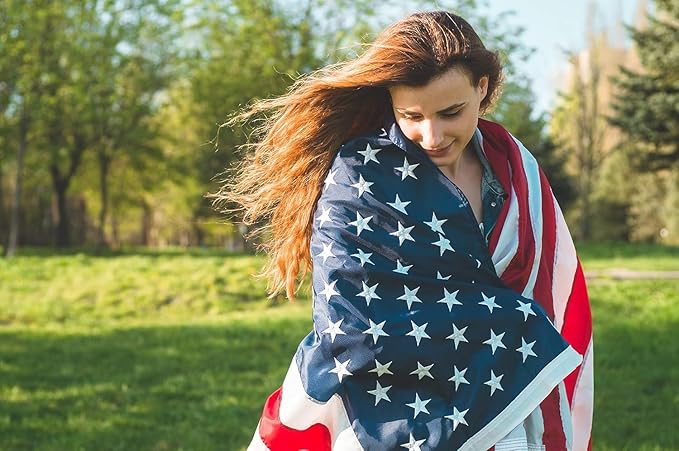American Flag 3x5 ft: Long Lasting US Flag, Heavy Duty Nylon, Embroidered Stars, Sewn Stripes, Brass Grommets, UV Protection Perfect for Outdoors! USA Flag