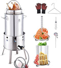 ARC 32QT Stainless Steel Turkey Fryer Kit With Burner, Seafood Boil Pot And Burner With Basket,Crawfish Boil Tamale Steamer Crab Boil Pot With Injector Thermometer, High Temperature Resistant Gloves