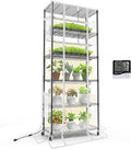 Bstrip Indoor Greenhouse with Grow Light, Mini Green house with 5 Pack T8 Full Spectrum Plant Lights, Plant Shelf with Tent for Indoor Plant, Seed Starting, Seed Tray, 29.5"x13.8"x71"