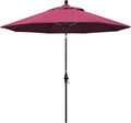 California Umbrella 9' Round Aluminum Pole Fiberglass Rib Market Umbrella, Crank Lift, Collar Tilt, Black Pole, Sunbrella Spectrum Mist