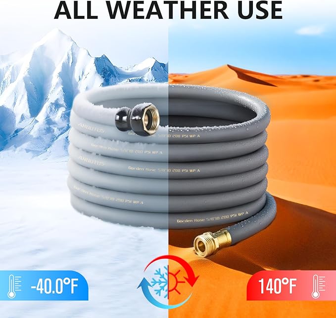 Garden Hose 5/8" x 100ft - Heavy Duty Rubber Water Hose 600 PSI Burst Pressure, No Kink & Durable Flexible Hose for Yard, Car Wash, Pets Gray