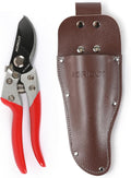 AGRICUT Pruner and Leather Holster - 1 Inch Cut Capacity Hand Clippers PU Holster for Pruning Shears