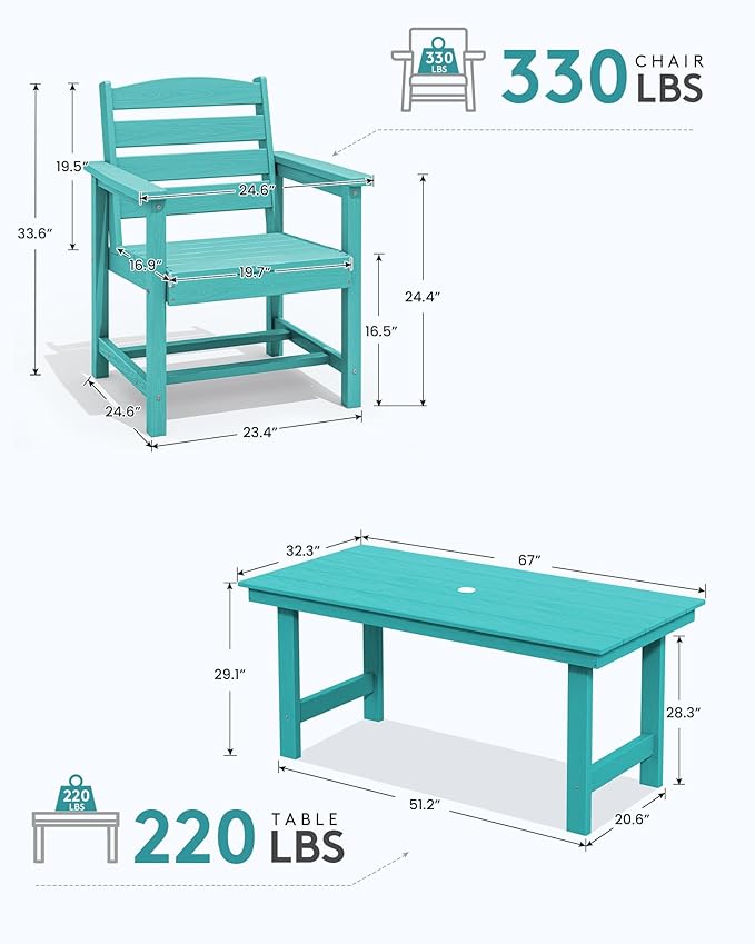 SERWALL Patio Dining Chair Set of 2, Aruba