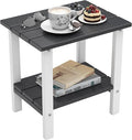 OTSUN Outdoor Side Table, End Table for Adirondack Chair, 16" Patio Table for Porch, Yard, Weather Resistant (Black&White)