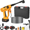 Upgraded LCD Display Portable Cordless Pressure Washer, 790 PSI 21V 2x3.0AH Rechargeable Batteries Powered Pressure Washer, 6-in-1 Nozzle for Car Floor Wall Fence Cleaning,10 Adjustable Pressure Modes