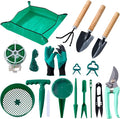 18-Piece Gardening Kit with Bonsai Tools, Succulent & Herb Planting Set, Pruning Shears, Seed Trays, Waterproof Mat – Durable BPA-Free Indoor & Outdoor Garden Tool Set Gift