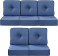 Luxury 22x24/22x25 6-Inch Outdoor Cushions for 5 Peice Patio Set - Set of 5 Outside Deep Seat Cushion for Porch Furniture Wicker Rocking Glider Loveseat Couch Sectional Sofa - Navy Blue
