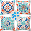 Cirzone Outdoor Pillow Covers 18x18 Set of 4 Morden Geometric Patterns Waterproof Throw Outdoor Pillows Boho Decorations for Funiture Patio Garden Home