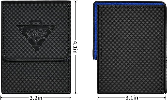 ZLCA Card Deck Box for MTG Yugioh TCG, Card Storage Box with Dividers Holds 100+ Sleeved Cards, Premium Card Deck Case Compatible with CCG Trading Cards (Black&Blue,Puzzle)