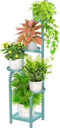 TOSKING 5 Tier Tall Plant Stand Indoor Outdoor, Heavy Duty Corner Shelf for Plants & Decor, Space Saving 3.9FT Metal Flower Pot Stand for Balcony, Garden, Living Room, Patio (Blue, 47in)