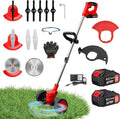 ALSO GO 24V Electric Weed Wacker, Cordless Grass Trimmer, Battery Powered Weed Eater with 2pcs Batteries & Charger, 3 in 1 Brush Cutter/Edger with Wheels for Garden and Yard Lawn