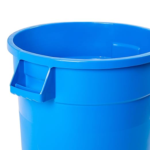 PRO&Family 20 Gallon Trash Can with Lid Round Ingredient Storage Containers Recycling Bin Kitchen Garbage Can Office Garbage Can Trash Barrel Plastic Barrel Yard Waste Bin Outdoor Trashcan (1, Blue)